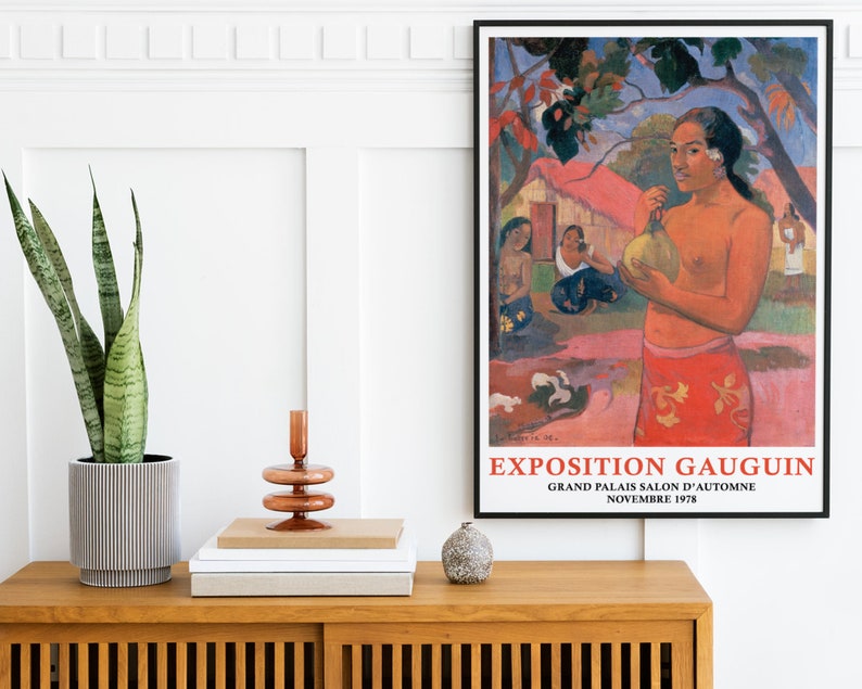 Paul Gauguin Print, Woman Holding a Fruit Painting, Tropical Landscape, Tahitian Woman, Colourful Wall Art, Home Decor