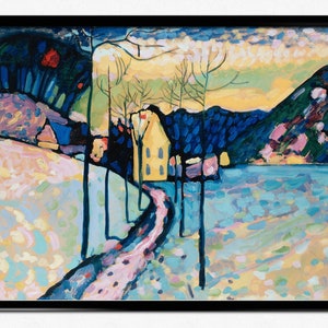 Kandinsky poster impresso pintura contemporânea abstrata paisagem de inverno meados do século moderno horizontal arte da parede decoração casa