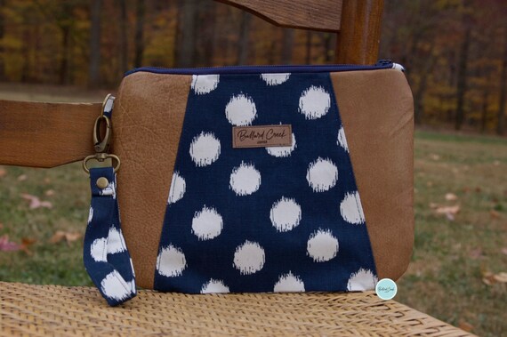 Navy and White Polka Dot Clutch - Etsy