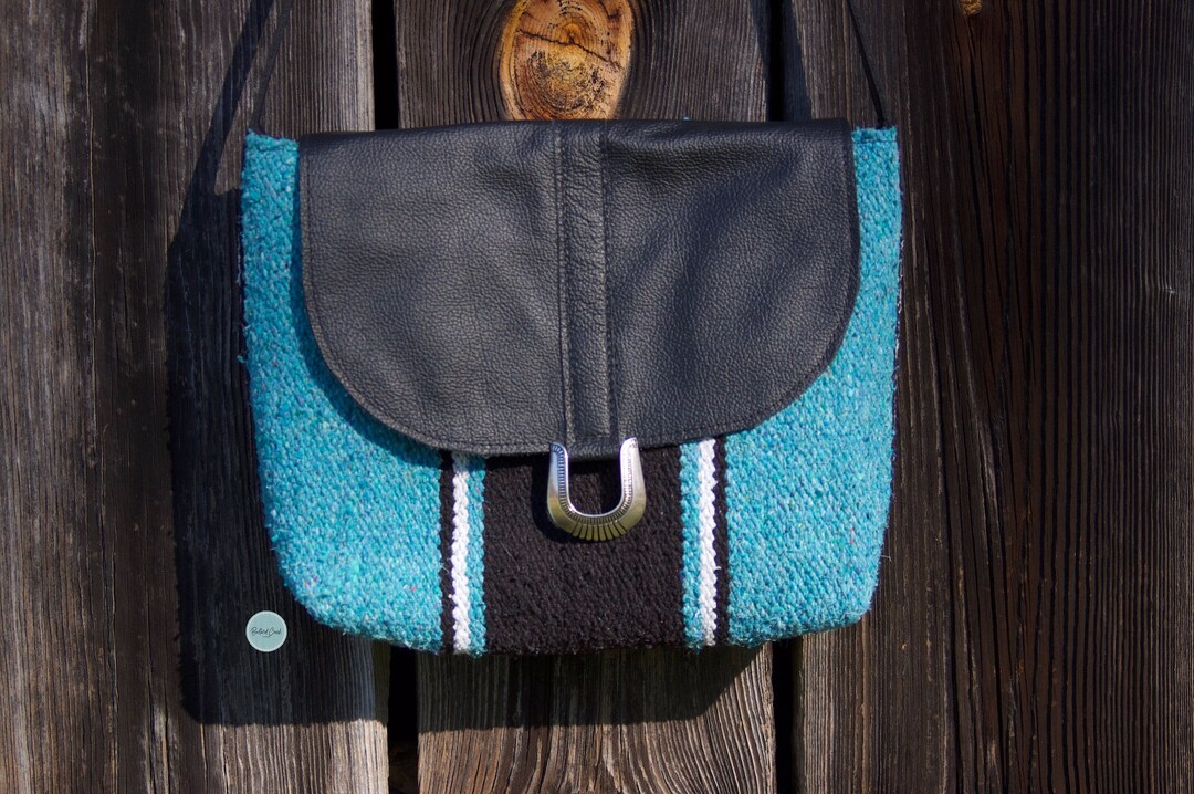 Aqua and Black Saddle Blanket Shoulder Bag Etsy