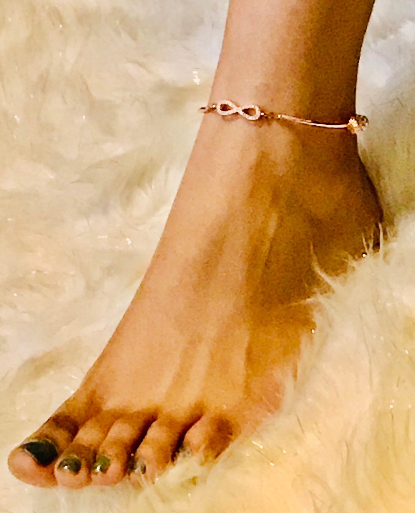 Rose Gold Infinity Crystal Anklet Chic Ankle Bracelet Etsy