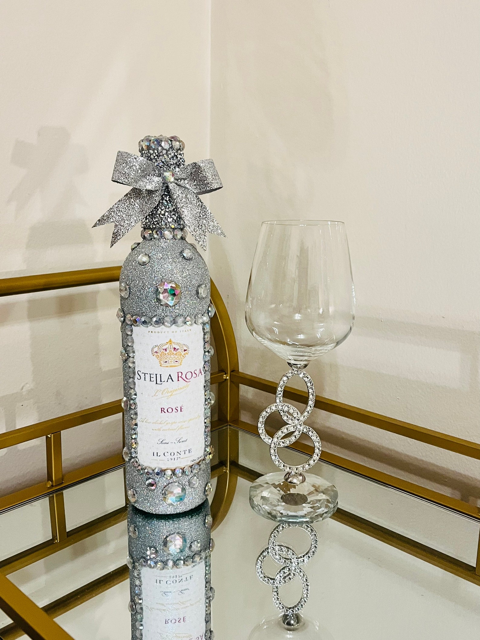 Crushed Diamond Crystal Glass SET Diamond Wine Glass Etsy