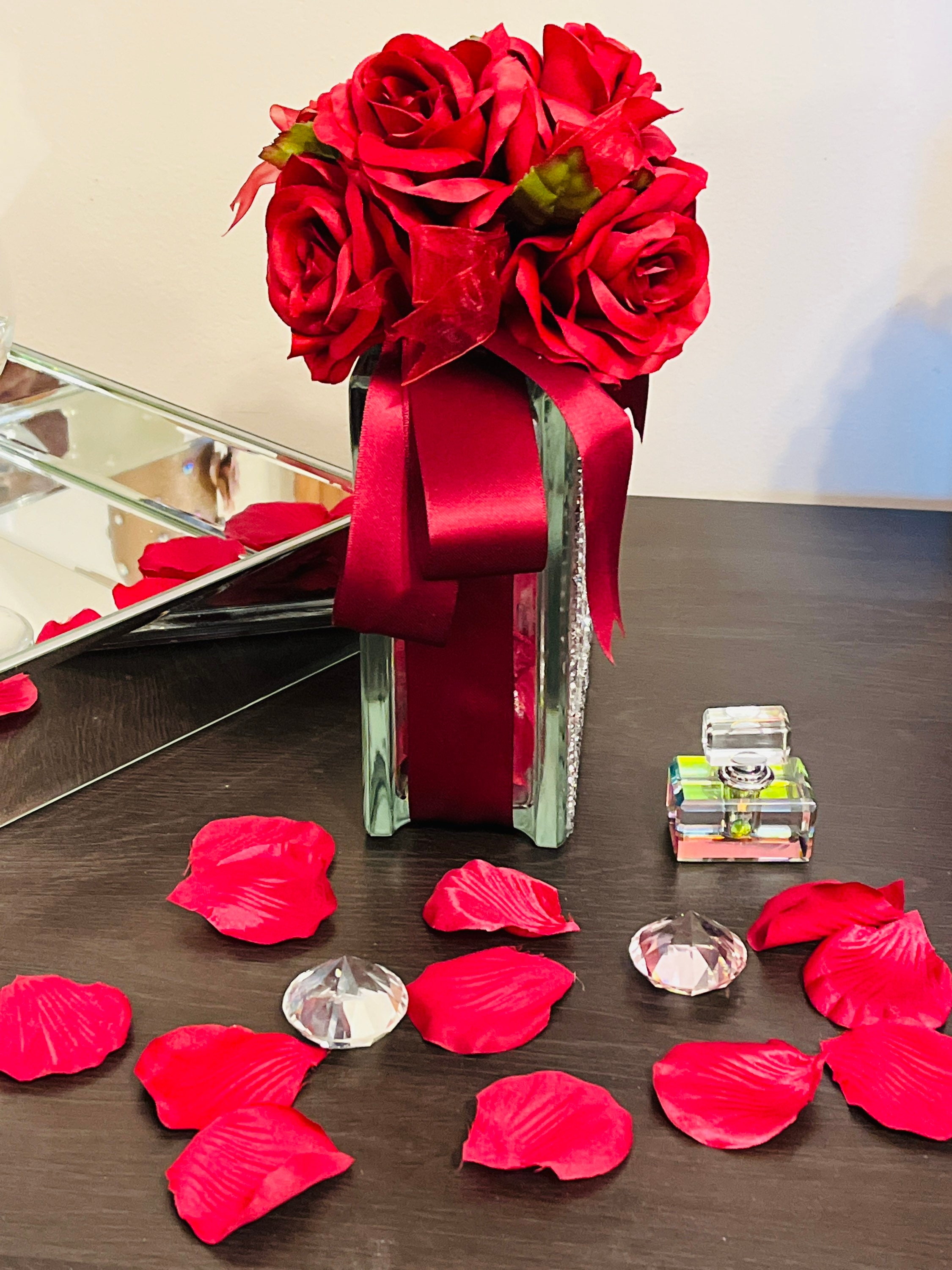 Crushed Diamond Rose Bouquet Glam Box I Love You Glam Box Etsy