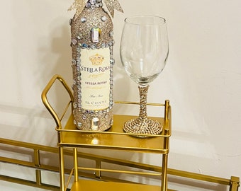 Champagne Diamonds Glam Bottle - Decorazione con diamanti - Compleanno - Decorazione natalizia - Bottiglia di vino glitterata - Idee regalo - Stella Rosa - Decorazione per le feste