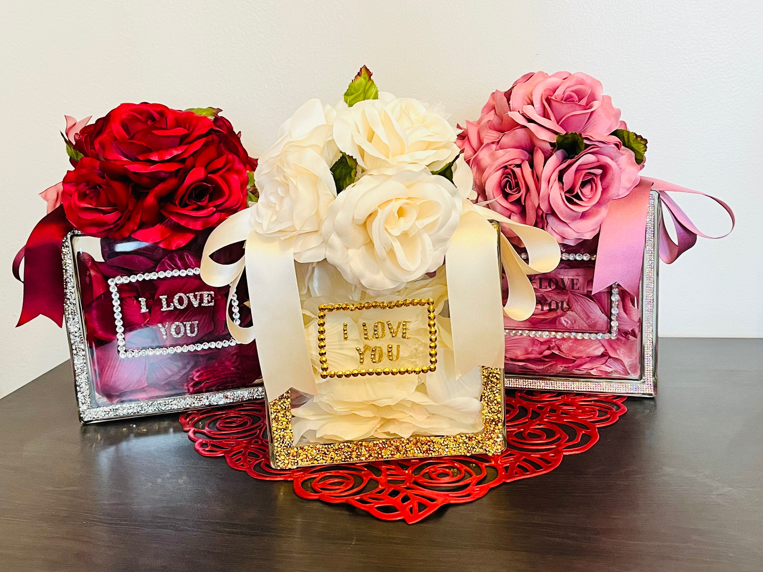 Diamond Rose Bouquet Glam Box I Love You Glam Box Glam Etsy