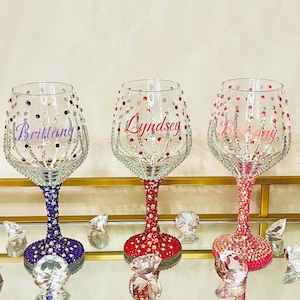 Customized Diamond Wine Glass - Bling Wine Glass - Birthday Gift - Rhinestone Wine Glass - Mother’s Day Gifts - Custom Glam Gifts - Party