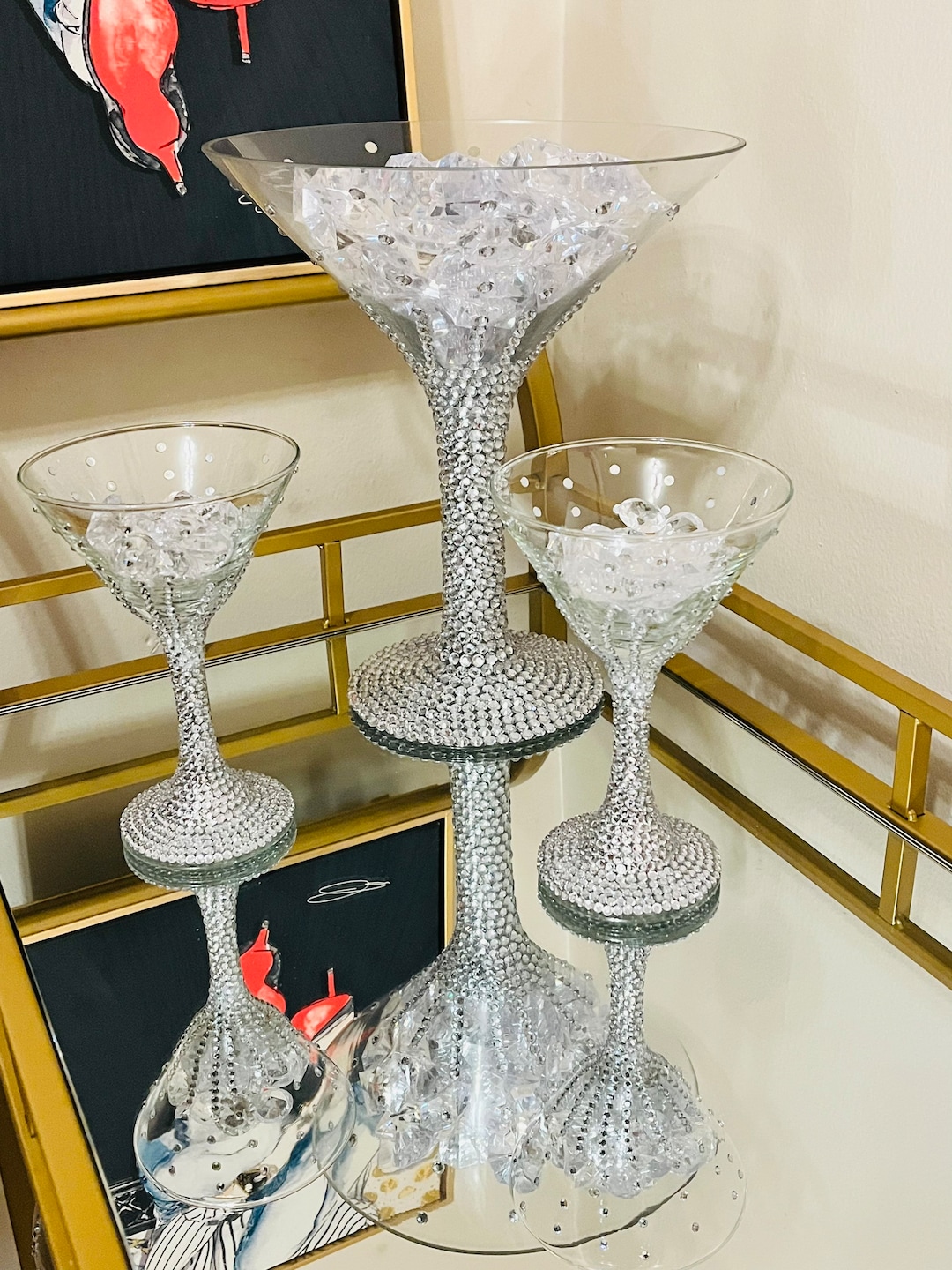 Oversized Diamond Martini Glass Bedazzled Martini Glass Wedding Anniversary Birthday Party Decor Gift for Her Bling Etsy UK