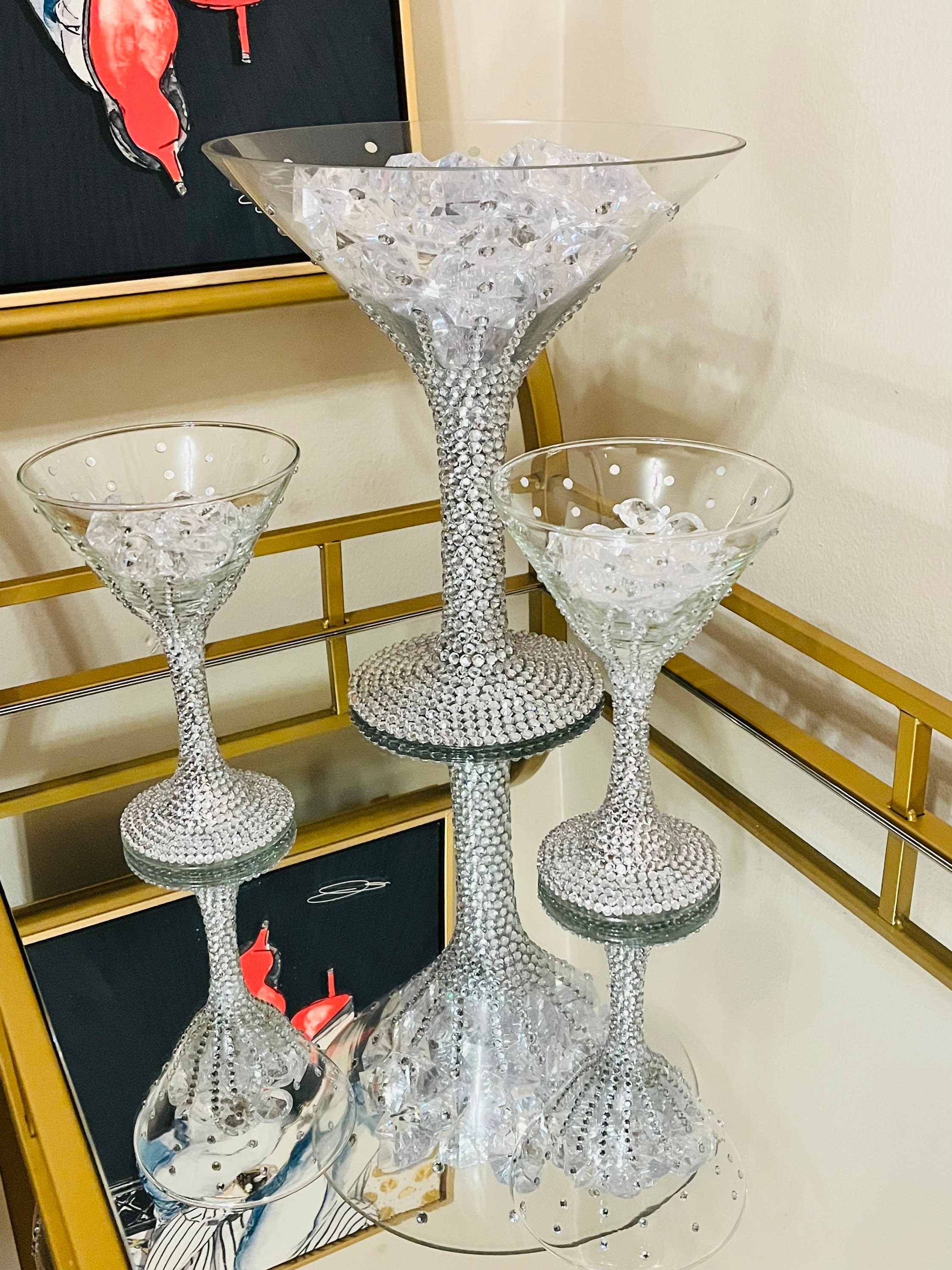 Oversized Diamond Martini Glass Bedazzled Martini Glass Wedding Anniversary  Birthday Party Decor Gift for Her Bling 