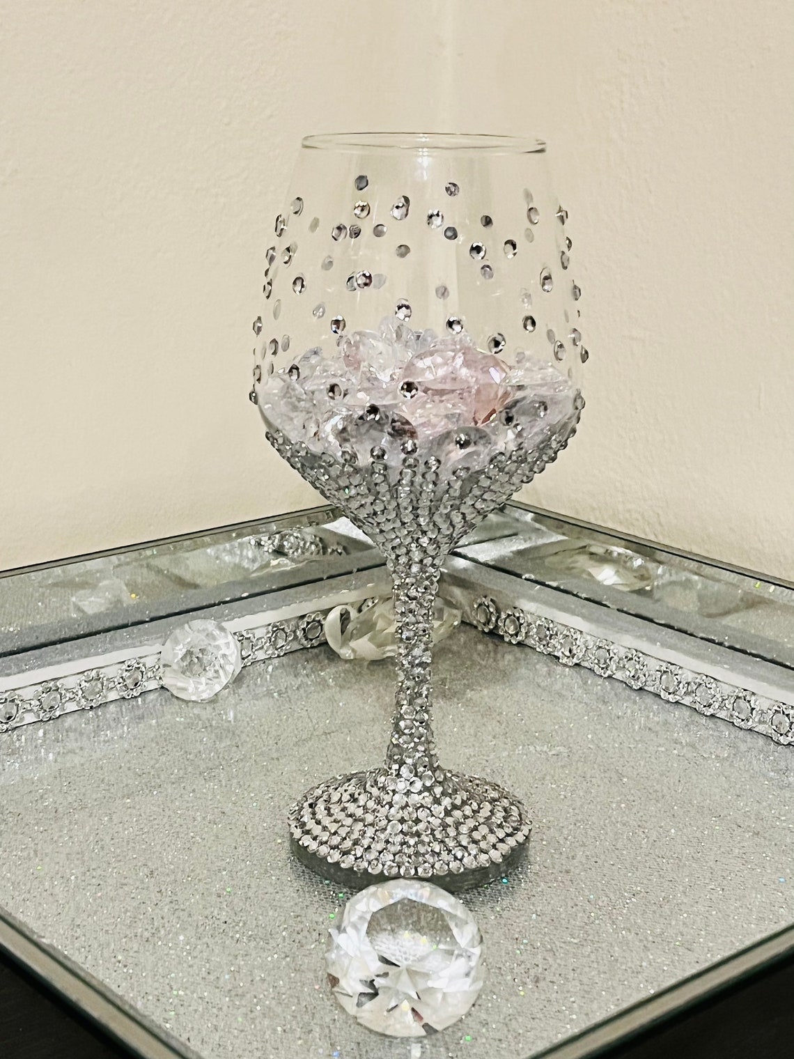 Diamond Wine Glass Rhinestone Wine Glass Wedding Glassware Etsy