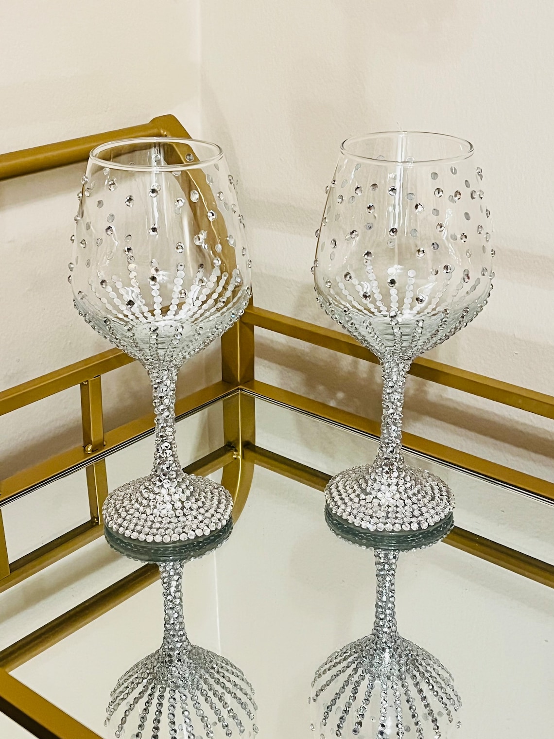 Diamond Wine Glass Rhinestone Wine Glass Wedding Glassware Etsy