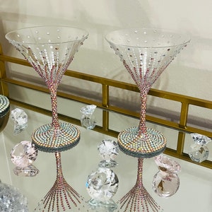 Diamond Martini Glass 2-tone - Bling Martini Glass - Valentines Day - Diamond Art - Birthday Gift - Luxury Glassware - Barware - Party Decor
