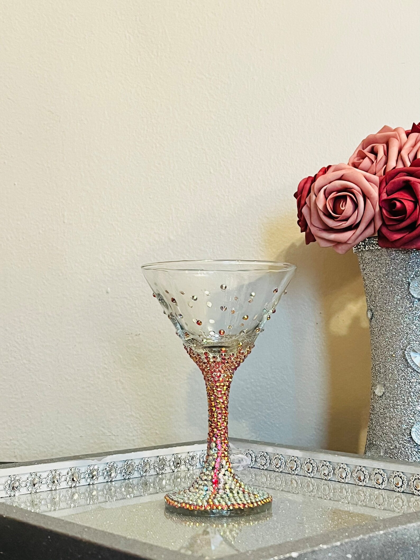 Diamond Martini Glass 2tone Bedazzled Martini Glass Etsy