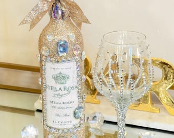 Champagne Diamonds Glam Bottle - Diamond Decor - Birthday Gift - Party - Glitter Wine Bottle - Gift Ideas - Stella Rosa - Holiday Decor