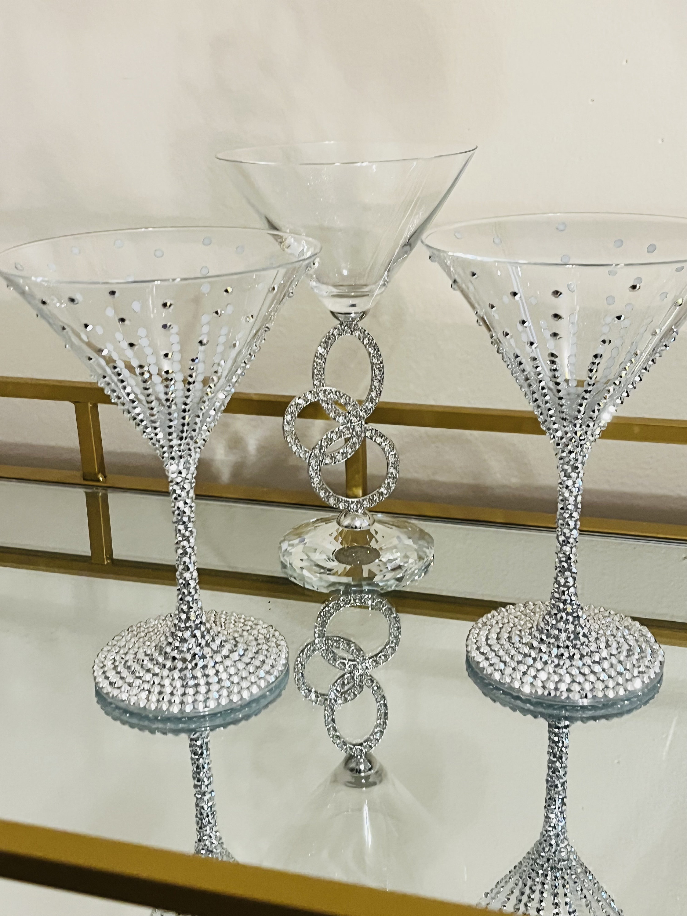 Diamond Studded Martini Glasses - Set of 2, Modern Cocktail Glass,Sparkling  Rhinestone Diamonds Stem…See more Diamond Studded Martini Glasses - Set of