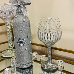 Diamond Dust Bedazzled Bottle - Holiday Decor - Mother’s Day - Gift Ideas - Easter - Party Decor - Glitter Wine Bottle