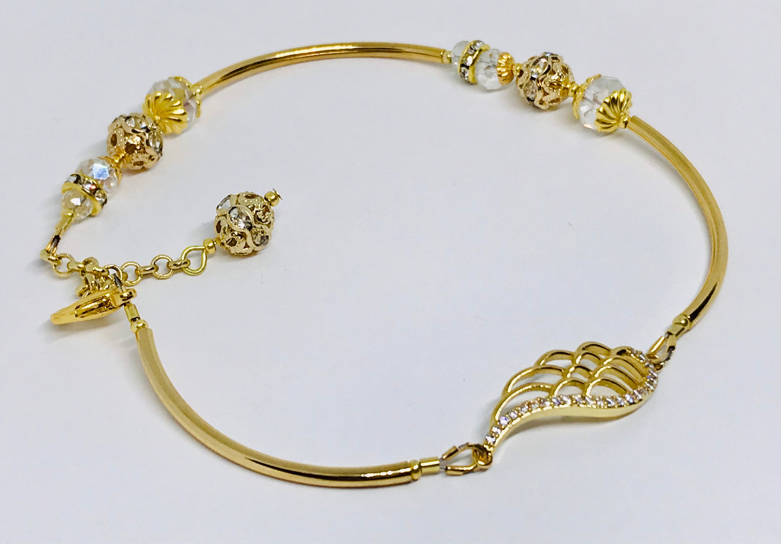 Gold Angel Crystal Anklet Chic Ankle Bracelet Angel Anklet Etsy