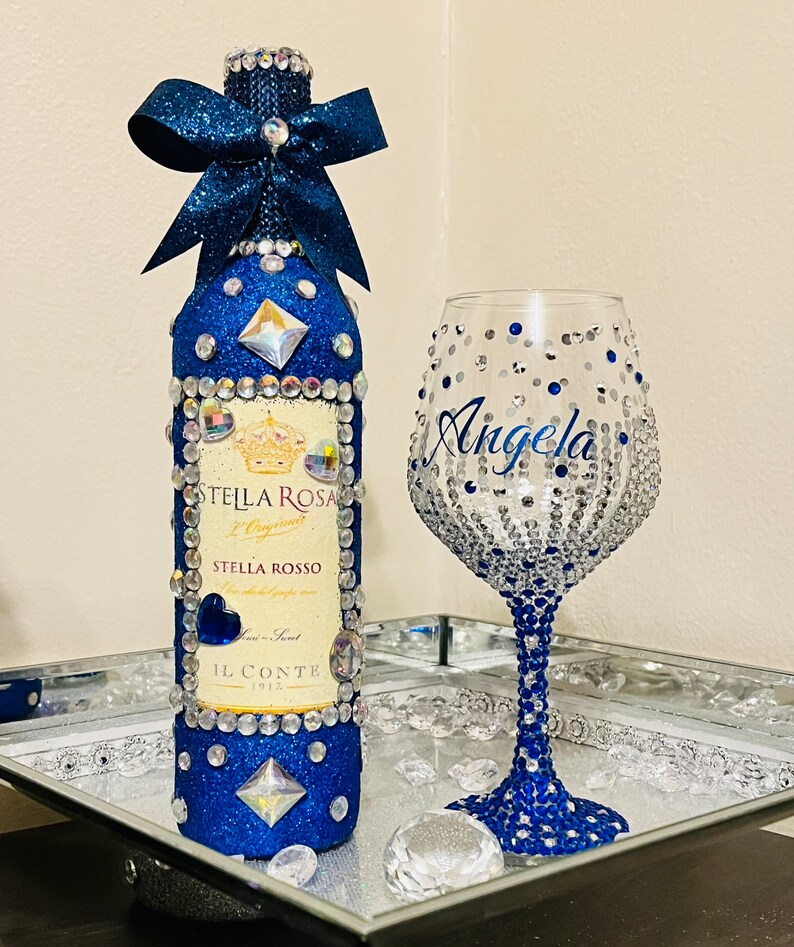 Customized Diamond Wine Glass Bedazzled Wine Glass Etsy