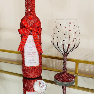 Red Ruby Glam Bottle - Glitter Wine Decor - Christmas - Holiday Decor - Gift Ideas - Wine Decor - Birthday