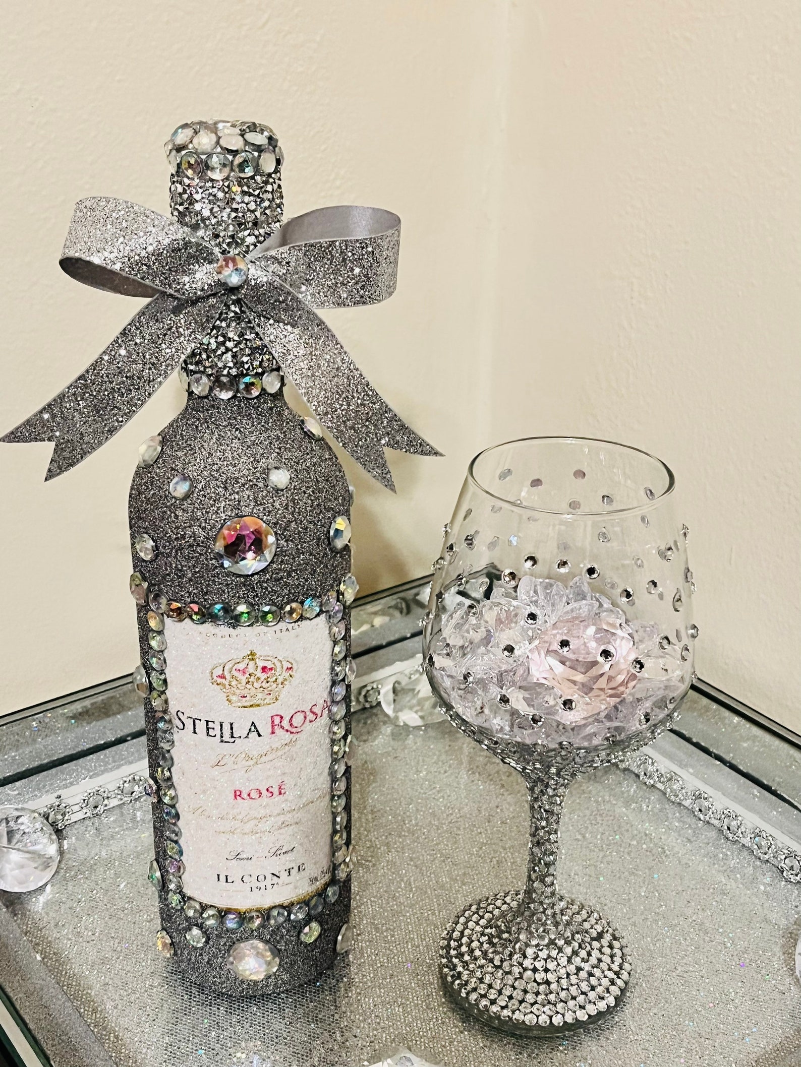 Diamond Wine Glass Rhinestone Wine Glass Wedding Glassware Etsy