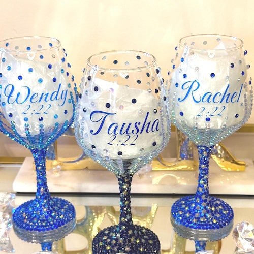 Luxury Personalized Wine Glass, Custom Bling Wine Glass, Rhinestone  Birthday Gift, Glam Bridesmaid Glass, Sparkly Gift - Etsy