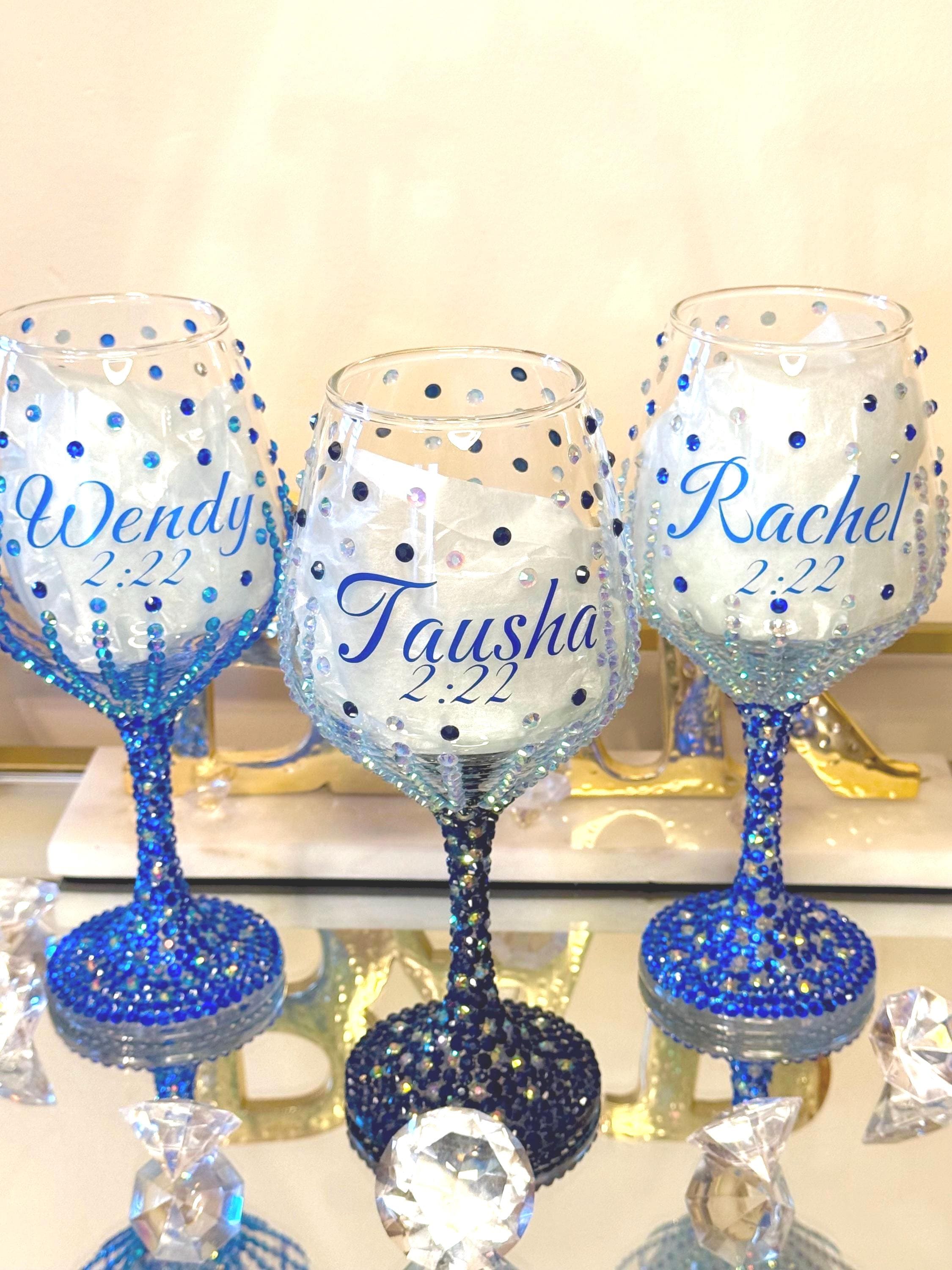 Luxury Personalized Wine Glass, Custom Bling Wine Glass, Rhinestone  Birthday Gift, Glam Bridesmaid Glass, Sparkly Gift - Etsy