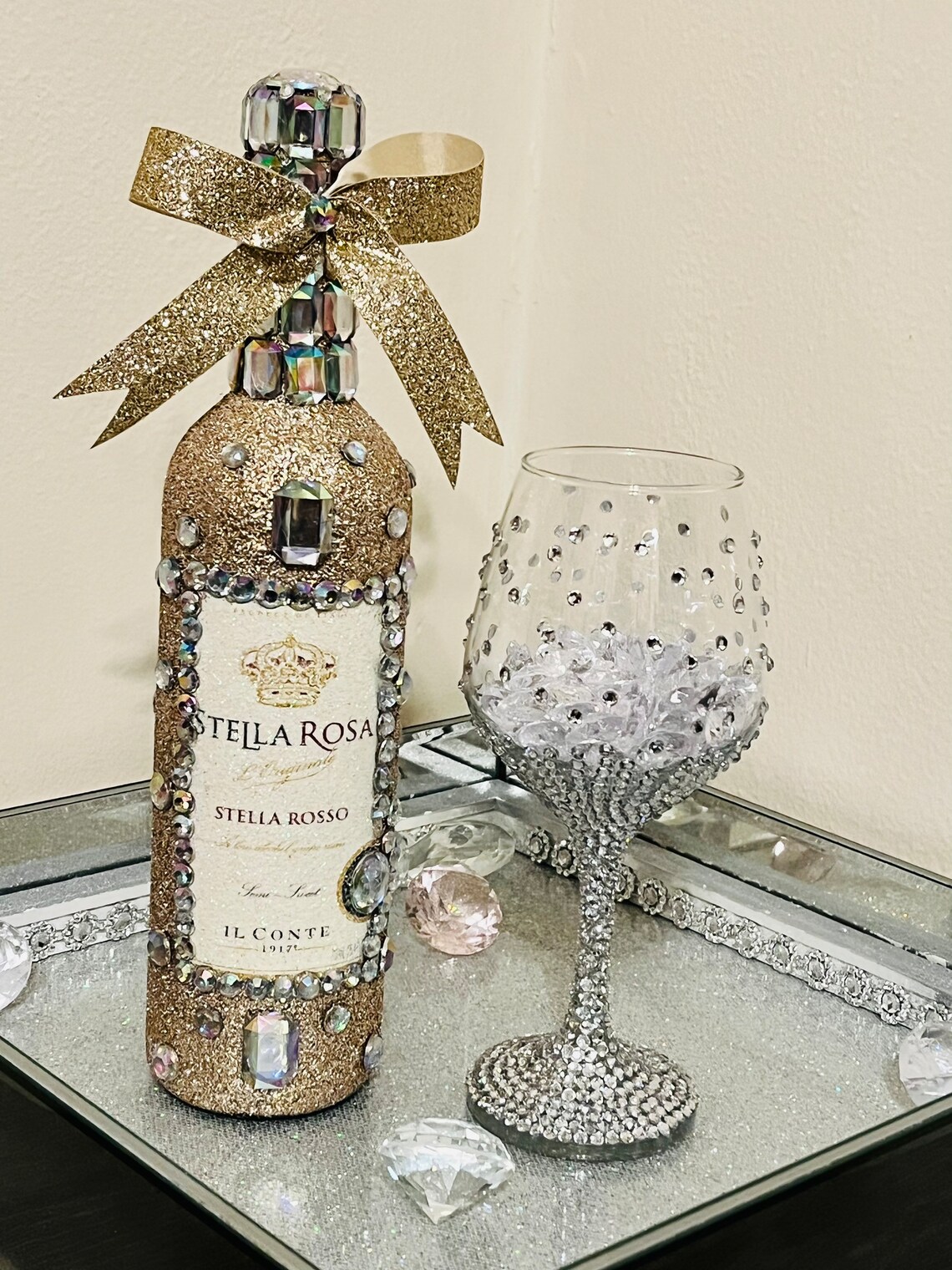 Diamond Wine Glass Rhinestone Wine Glass Wedding Glassware Etsy