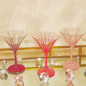 Diamond Martini Glasses - Bling Martini Glasses  - Valentines Day Gift - Rhinestone Glass - Birthday Gift  - Party Decor - Sparkle - Bling
