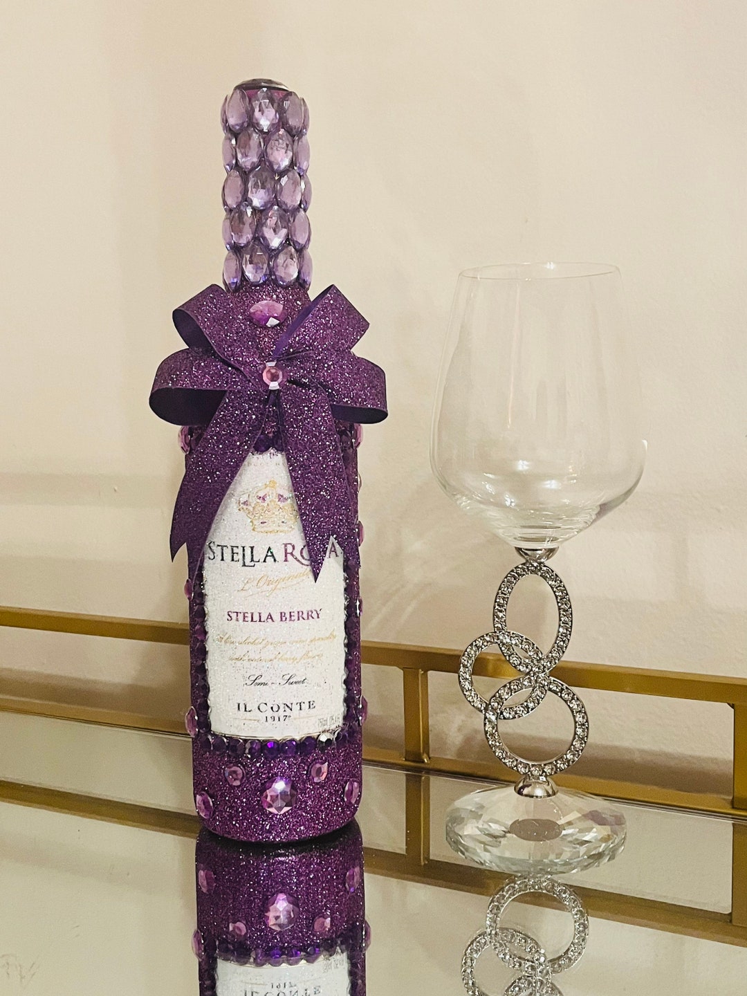 Berry Purple Crystal Glass SET Diamond Wine Glass Etsy