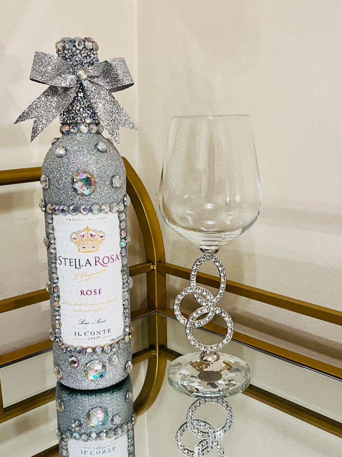 Crushed Diamond Crystal Glass SET Diamond Wine Glass Etsy