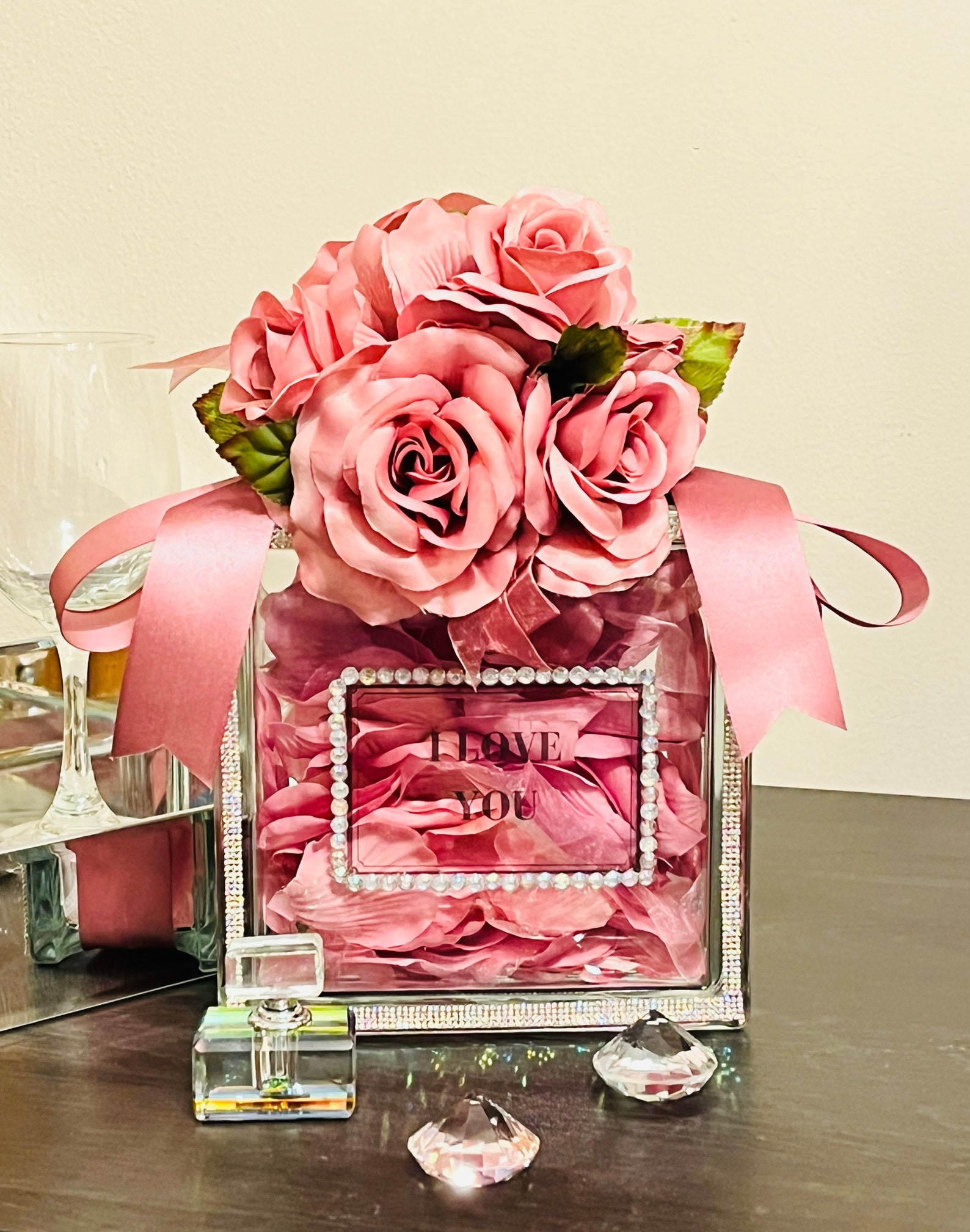 Diamond Rose Bouquet Glam Box I Love You Glam Box Glam Etsy
