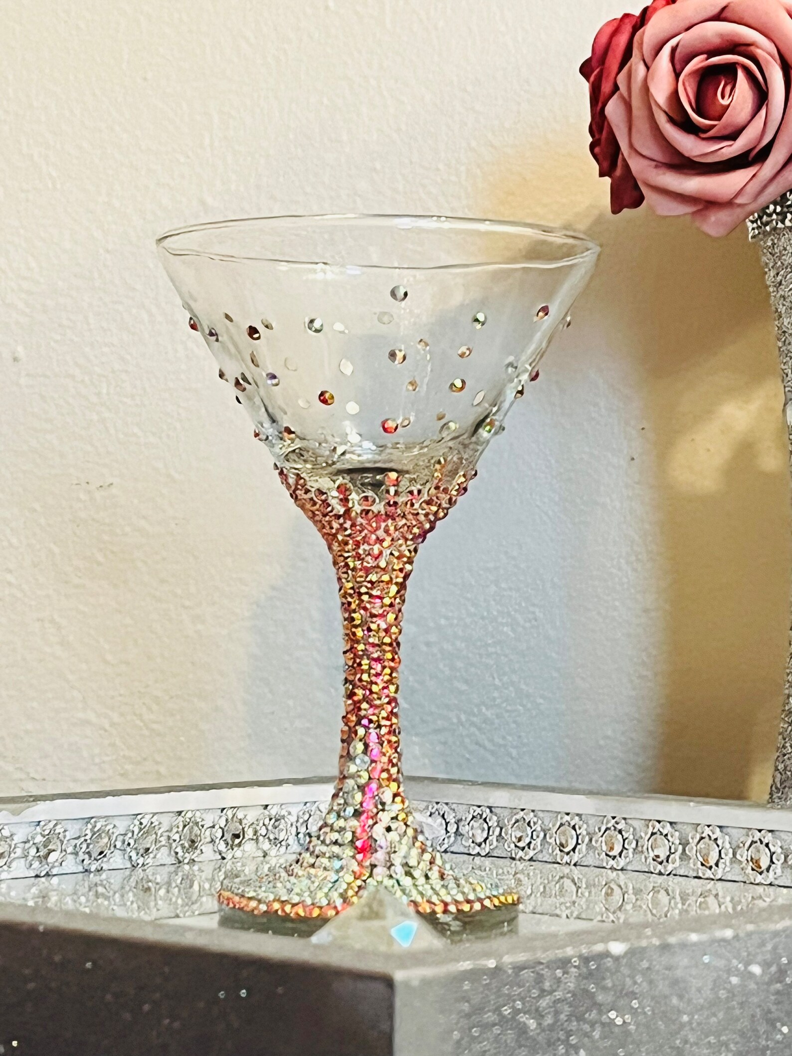 Diamond Martini Glass 2tone Bedazzled Martini Glass Etsy