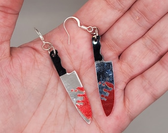 Horror Bloody Knife Cleaver earrings
