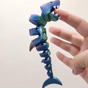 3d Printed Shark, Sea Animal, articulated fidgets, ocean theme, great white shark
