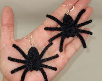 Hairy Spider Large Dangle Earrings