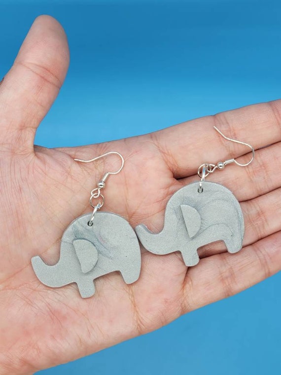 Elephant Polymer Clay Earrings Etsy Australia