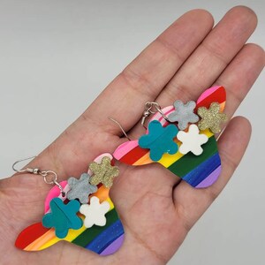 LGBTQ Rainbow Floral Cow clay Earrings