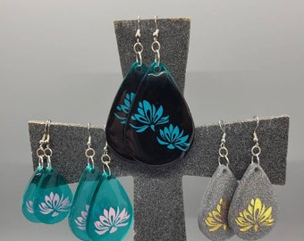 Lotus Flower Resin Earrings