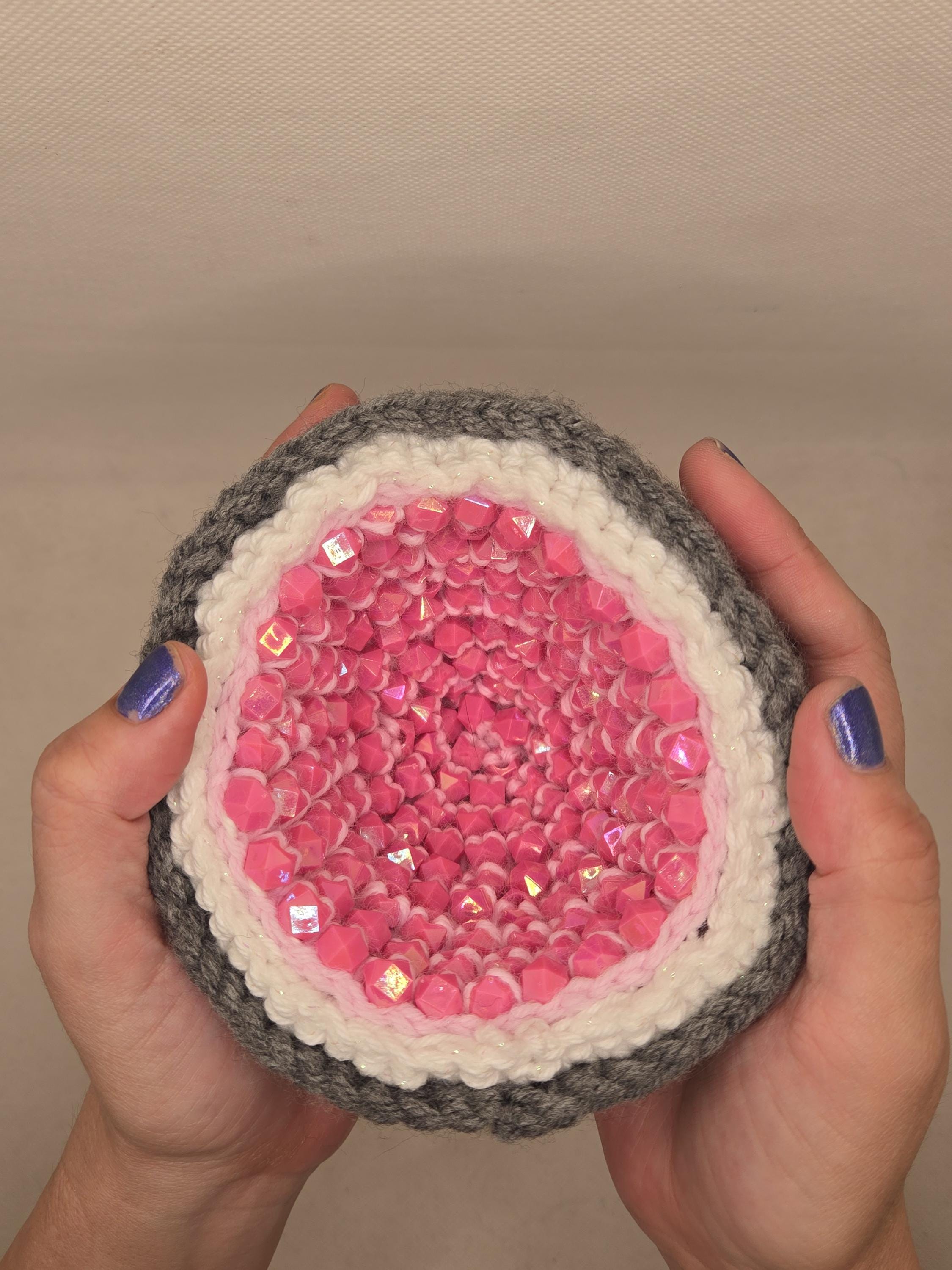 Medium Crochet Geode, Pretend Rock, Crochet Beaded Geodes - Etsy