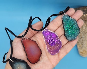 Faux Geode (large Oval) Resin Pendants