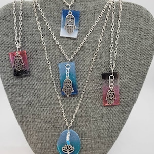 Hamsa Hand and Lotus Flower Pendants