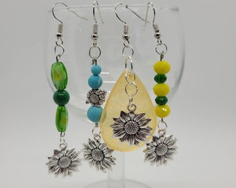 Delicate metal sunflower earrings