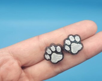 Paw Print Stud Resin Earrings