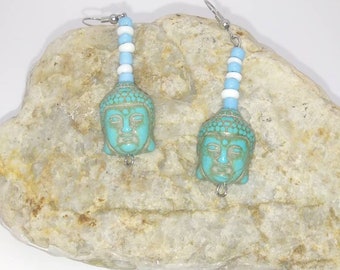 Turquoise Buddha head earrings