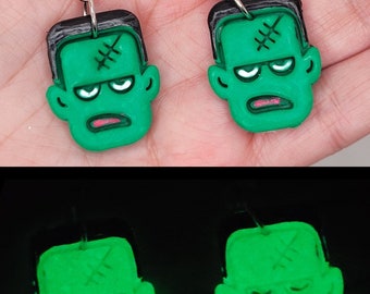 Frankenstein Earrings, Polymer Clay, Nickel Free Hooks