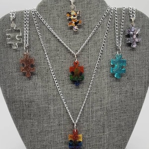 Autism Puzzle Piece Resin Pendants