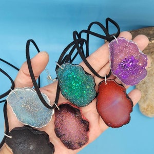 Faux Geode (large Oval) resin pendants