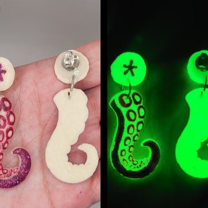 Glow Clay Tentacle Octopus handmade earrings