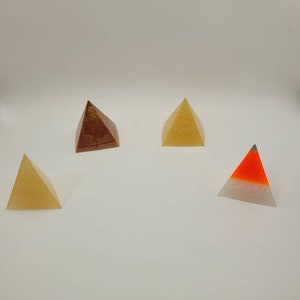 Multicolored Geometric Pyramid Resin Paperweights
