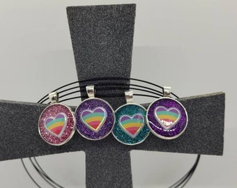 Gay Pride Heart sparkle Necklace