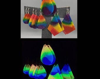 Glow Rainbow tie-dye resin earrings